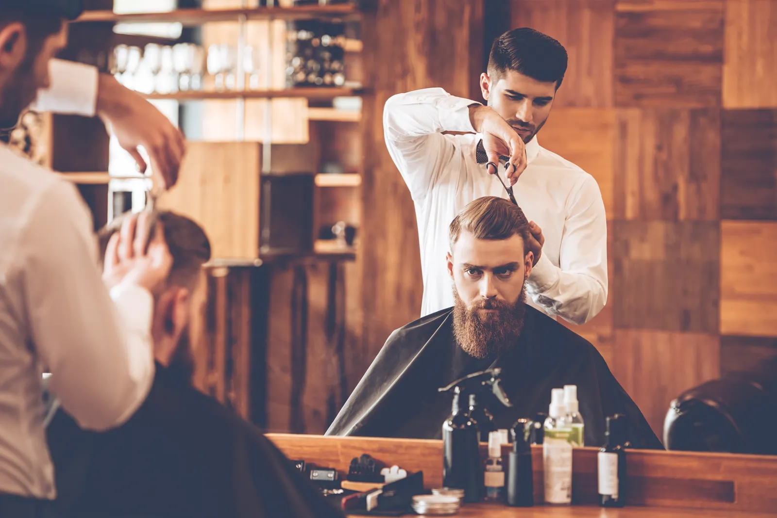 Haircut in progress